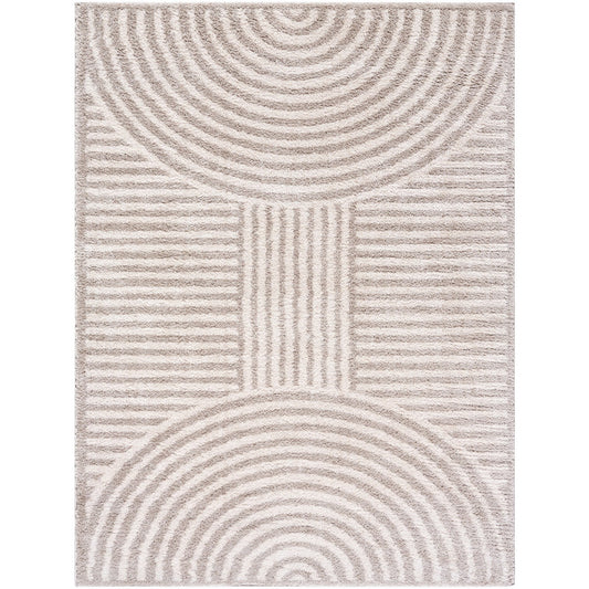 PAULINE Machine Washable Modern Shaggy Medium Grey Area Rug Flat