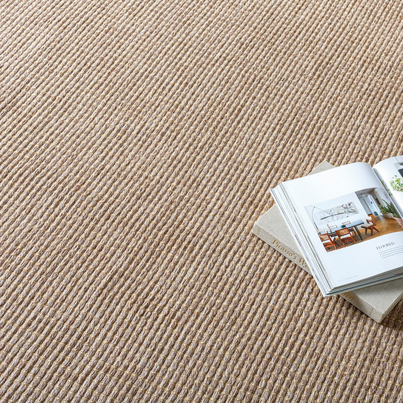 PAVI Becki Owens x Livabliss Solid and Border Brown Jute Area Rug Styleshot