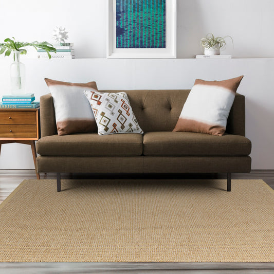 PAVI Becki Owens x Livabliss Solid and Border Brown Jute Area Rug Roomscene