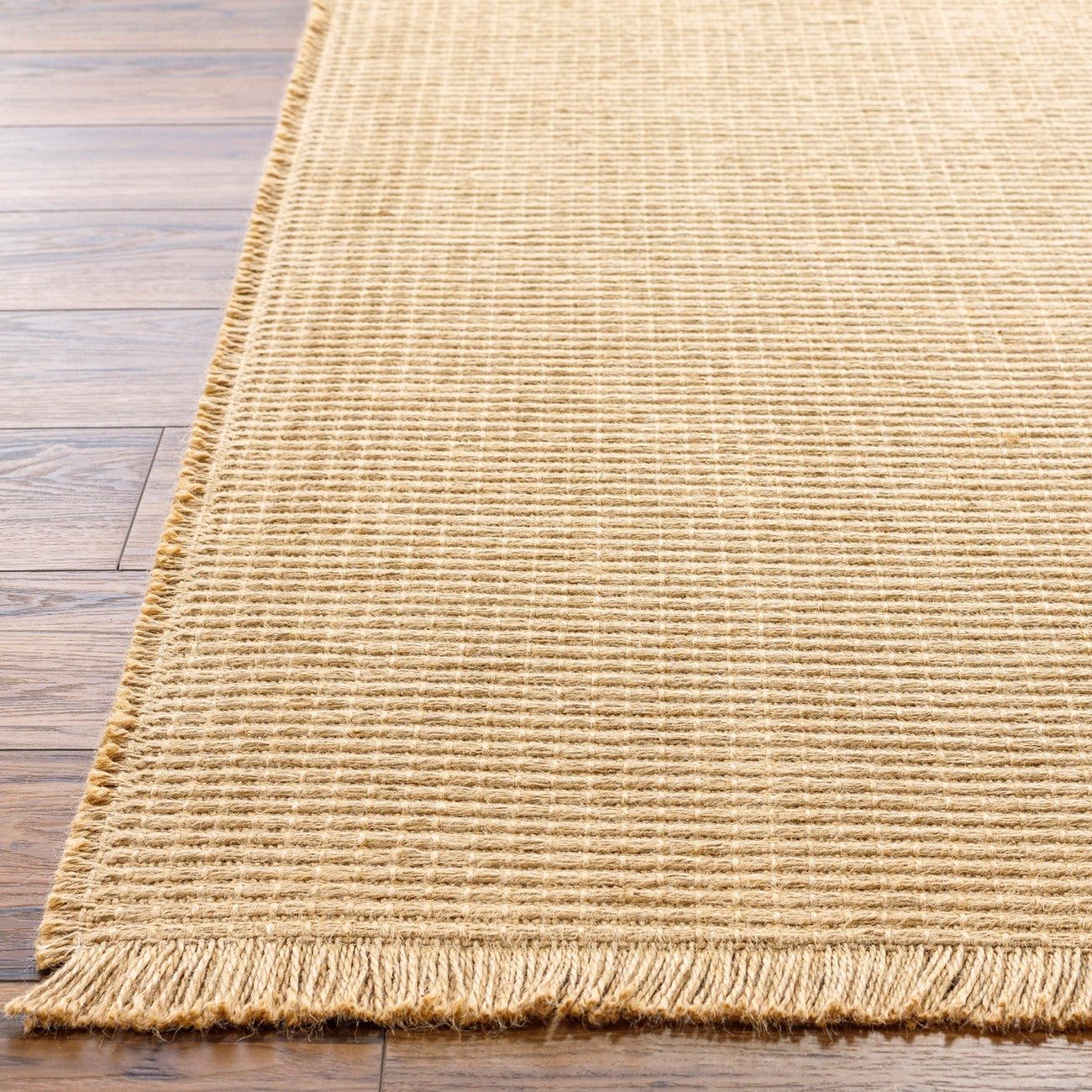 PAVI Becki Owens x Livabliss Solid and Border Camel Jute Area Rug Front