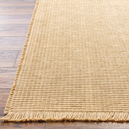 PAVI Becki Owens x Livabliss Solid and Border Camel Jute Area Rug Front