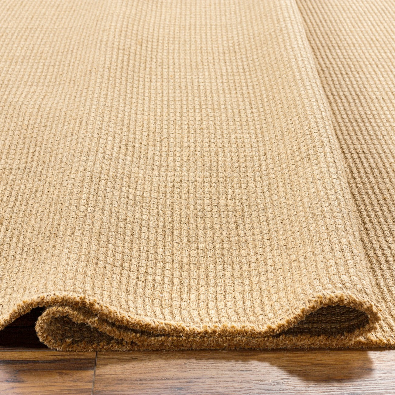 PAVI Becki Owens x Livabliss Solid and Border Camel Jute Area Rug Texture