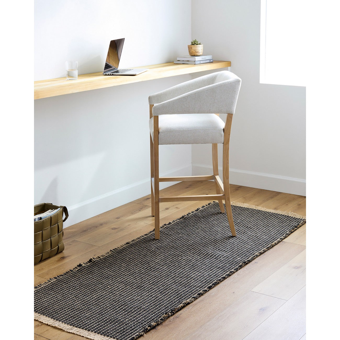 PAVI Becki Owens x Livabliss Solid and Border Charcoal Jute Area Rug Roomscene