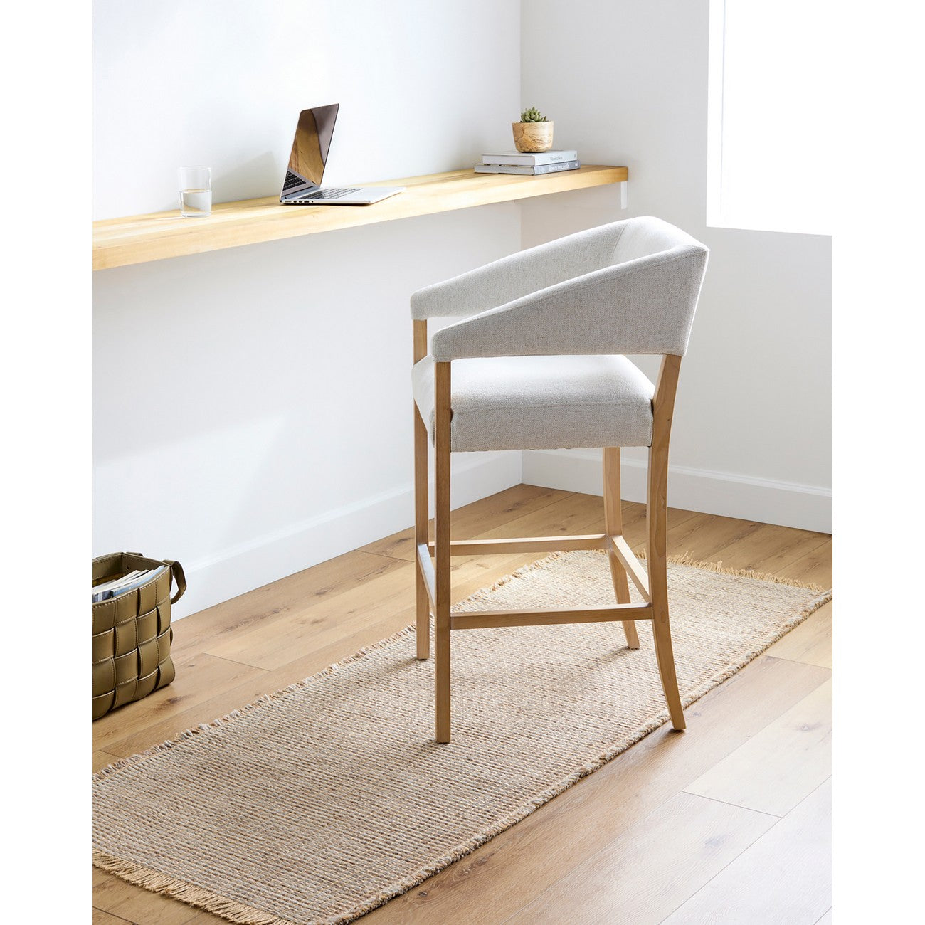 PAVI Becki Owens x Livabliss Solid and Border Taupe Jute Area Rug Roomscene