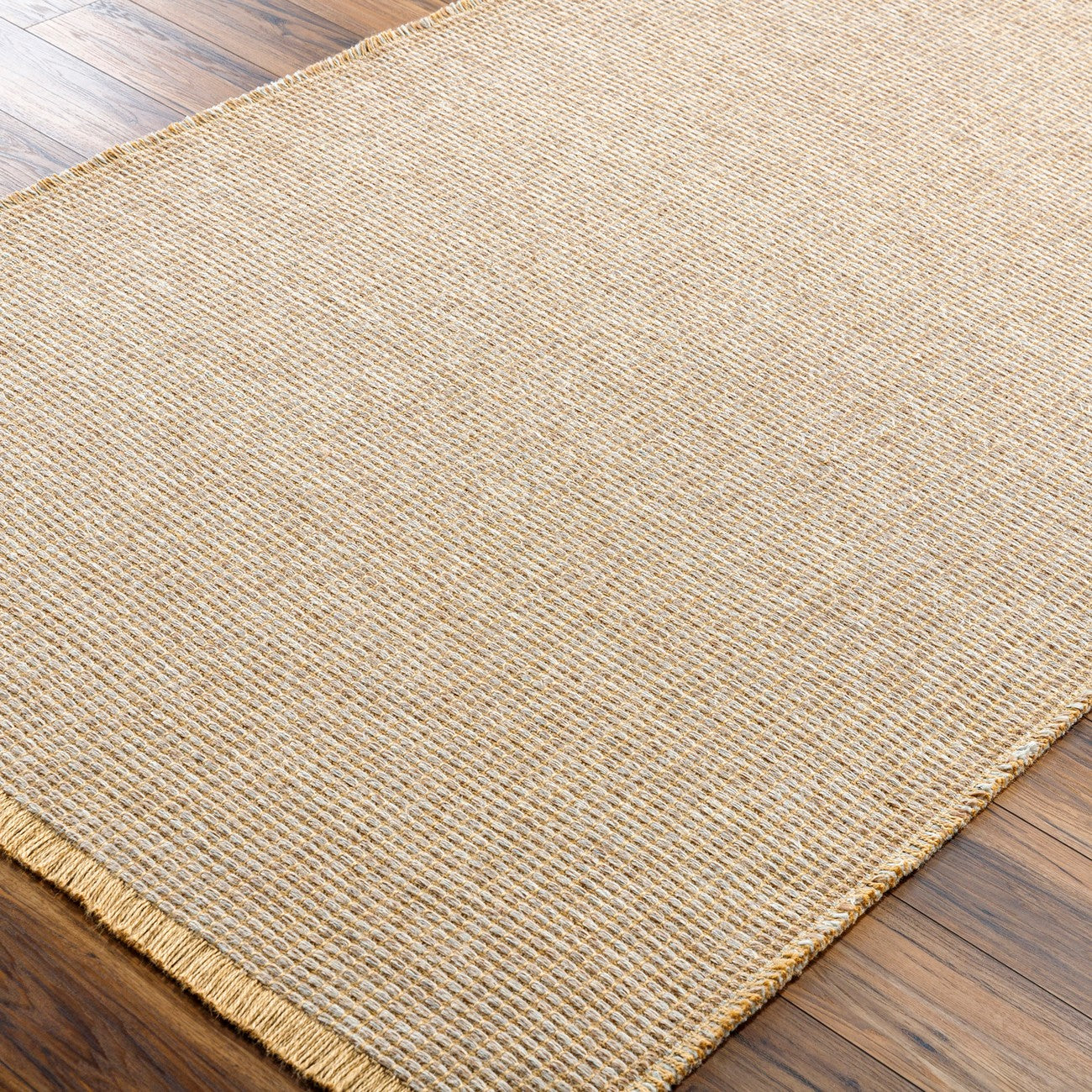 PAVI Becki Owens x Livabliss Solid and Border Taupe Jute Area Rug Corner