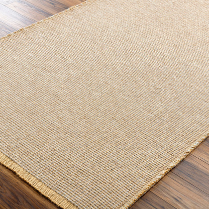 PAVI Becki Owens x Livabliss Solid and Border Taupe Jute Area Rug Corner