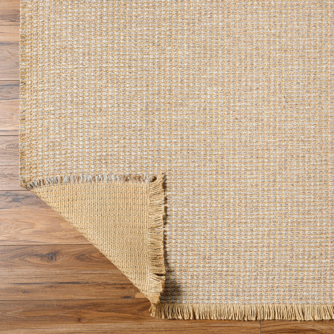 PAVI Becki Owens x Livabliss Solid and Border Taupe Jute Area Rug Fold
