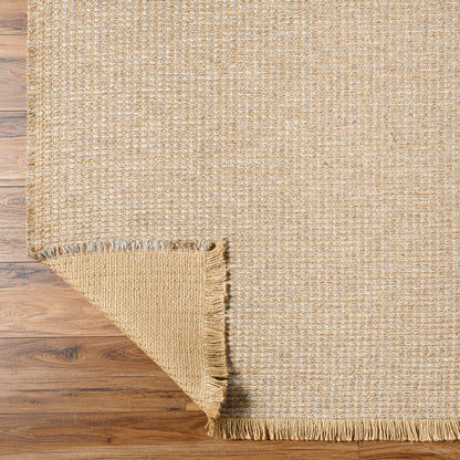 PAVI Becki Owens x Livabliss Solid and Border Taupe Jute Area Rug Fold