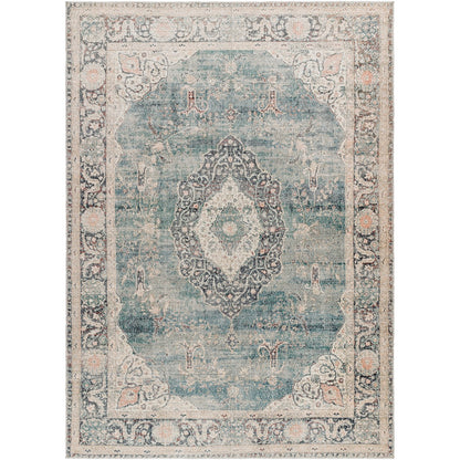 PAYAL Becki Owens x Livabliss Vintage Traditional Oriental Boho Ivory/Slate Area Rug Flat