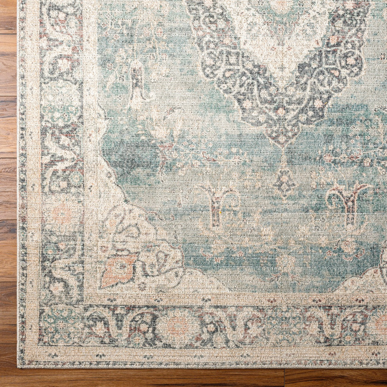 PAYAL Becki Owens x Livabliss Vintage Traditional Oriental Boho Ivory/Slate Area Rug Overhead