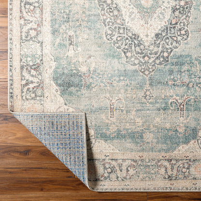 PAYAL Becki Owens x Livabliss Vintage Traditional Oriental Boho Ivory/Slate Area Rug Fold