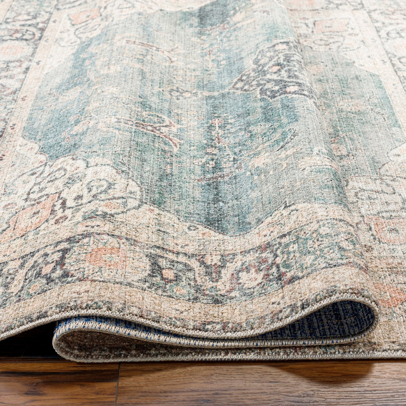 PAYAL Becki Owens x Livabliss Vintage Traditional Oriental Boho Ivory/Slate Area Rug Texture