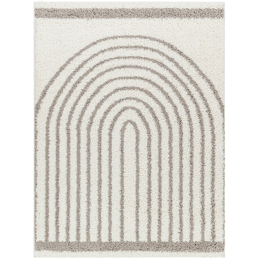 PIHU Shaggy Global Plush Pile Light Grey Area Rug Flat