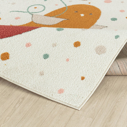 PIOUPIOU Modern Yellow/Blue/Brown Kids Room Rug Fold
