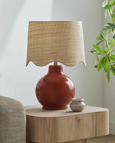 Pojezerje Red Rattan Table Lamp