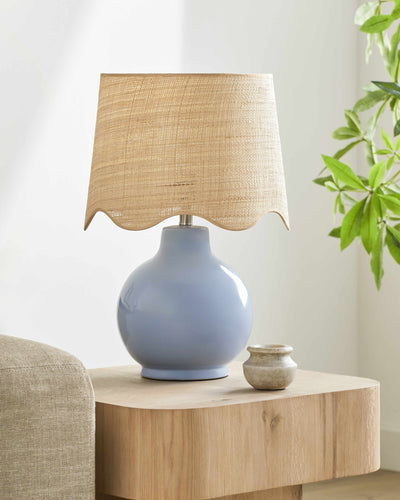 Pojezerje Blue Rattan Table Lamp