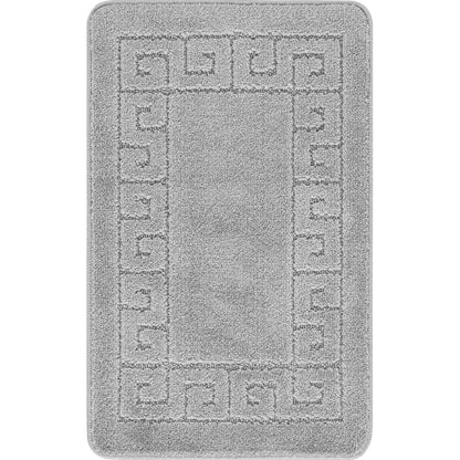 POPPY Piece Machine Washable Non-Slip Grey Bathroom Rug Set Grey