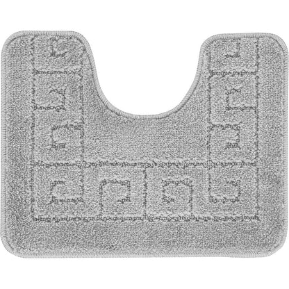 POPPY Piece Machine Washable Non-Slip Grey Bathroom Rug Set Grey