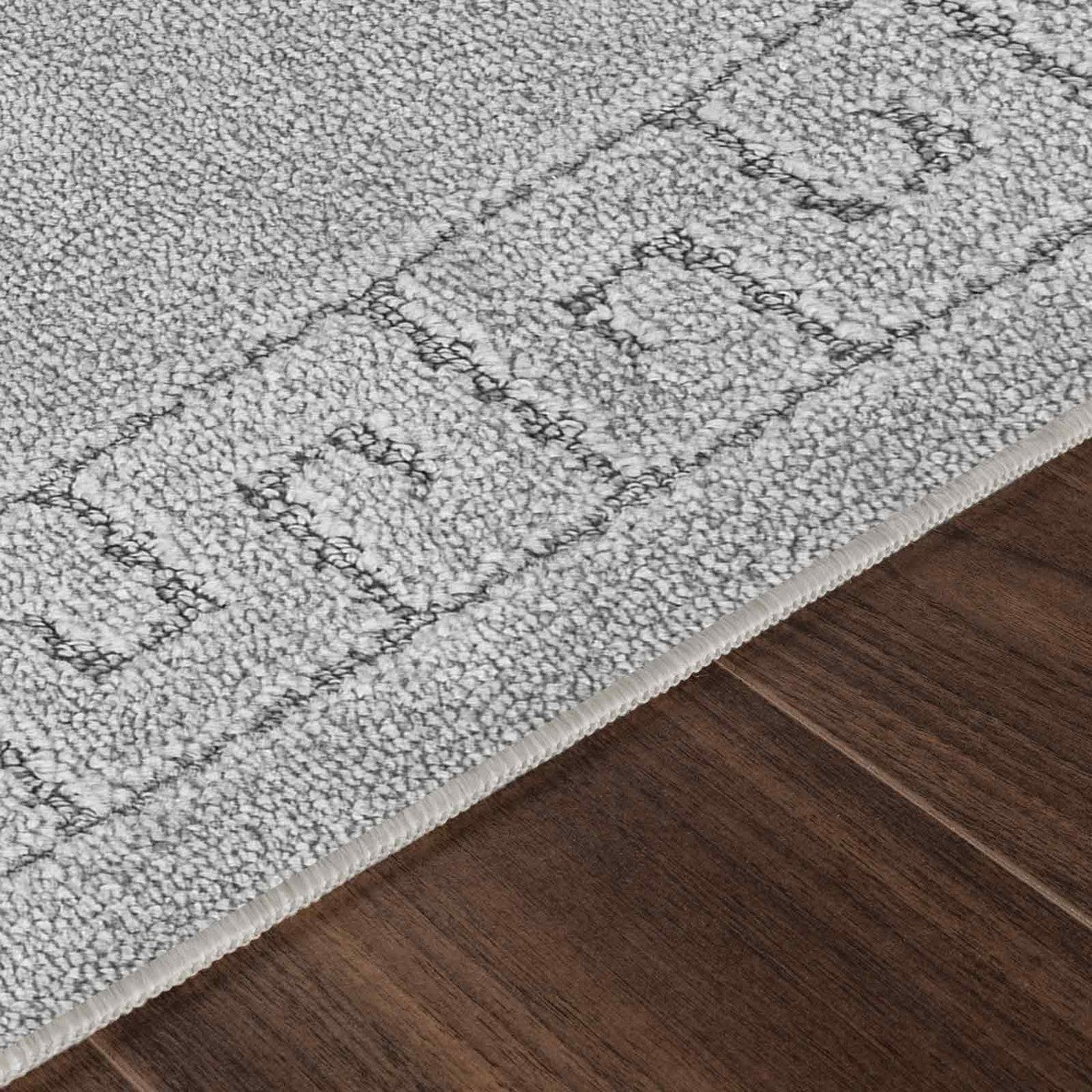 POPPY Piece Machine Washable Non-Slip Grey Bathroom Rug Set Grey