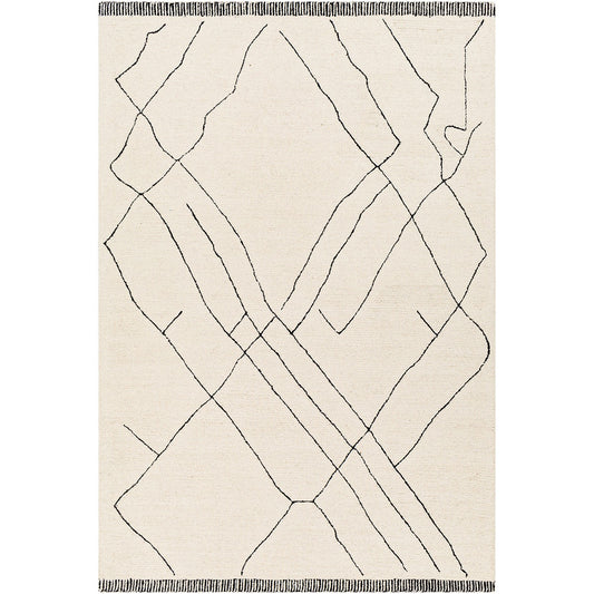 PRIYA VALLEY Hand-Tufted Global Wool Cream Area Rug Flat
