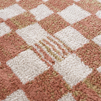 Benjy Irregular Checkboard Rug - Cream&Salmon