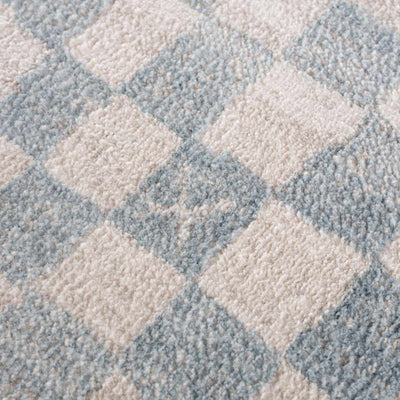 Benjy Cream & Light Blue Checkered Area Rug