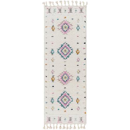 PUKYU Shaggy Modern Boho Plush Pile Ivory Area Rug Flat