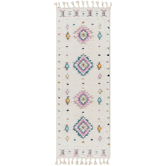 PUKYU Shaggy Modern Boho Plush Pile Ivory Area Rug Flat