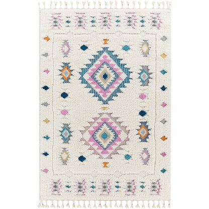 PUKYU Shaggy Modern Boho Plush Pile Ivory Area Rug Flat