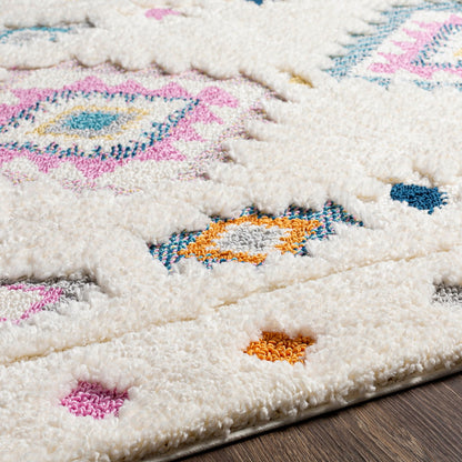PUKYU Shaggy Modern Boho Plush Pile Ivory Area Rug Texture