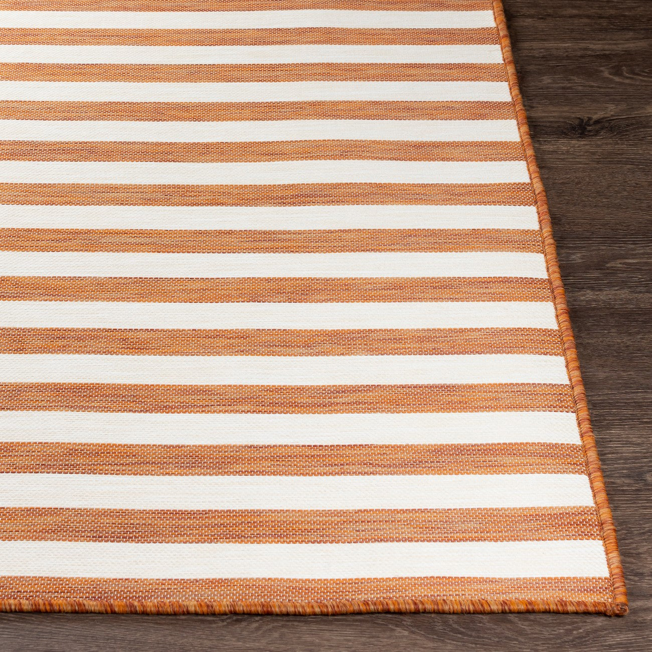 ZAKI Indoor & Outdoor Cottage Orange Striped Area Rug