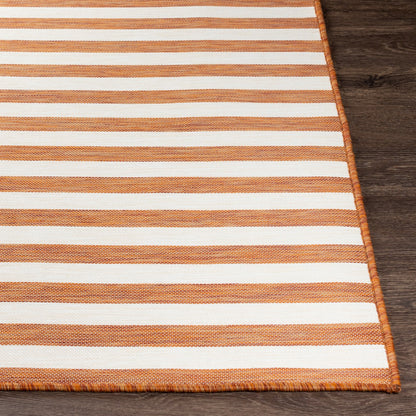 ZAKI Indoor & Outdoor Cottage Orange Striped Area Rug