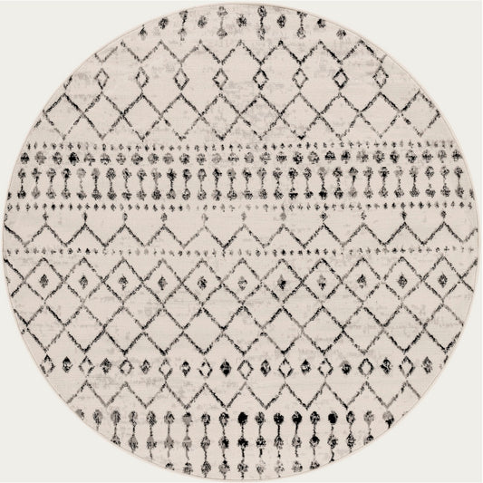 LEONOR Berber Geometric Light Grey Area Rug Flat