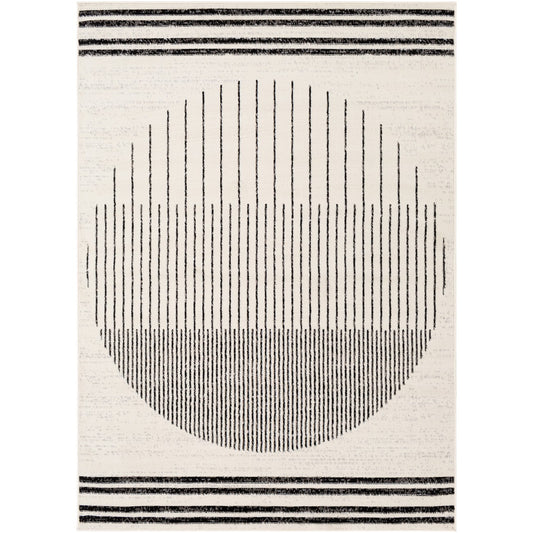 ENSO Scandi Geometric White/Black Area Rug Flat