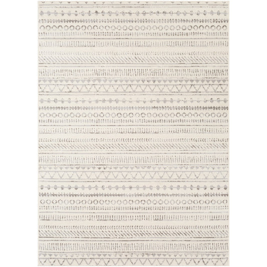 MARWA Scandi Geometric Light Grey Area Rug Flat