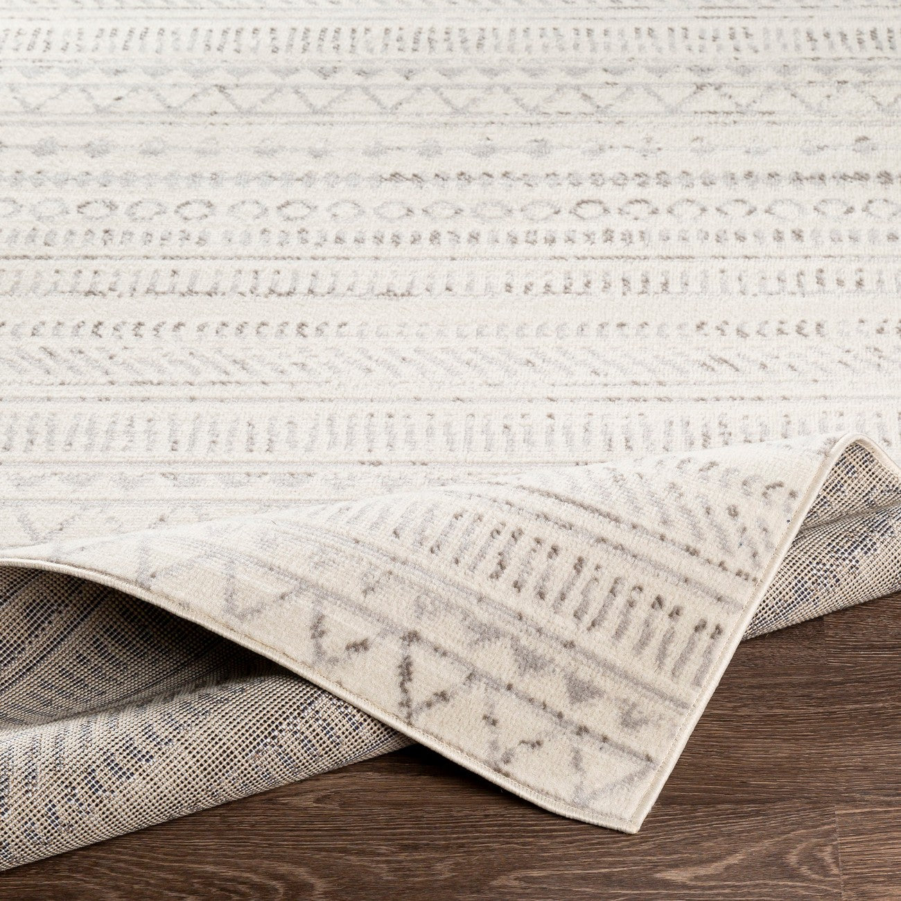 MARWA Scandi Geometric Light Grey Area Rug
