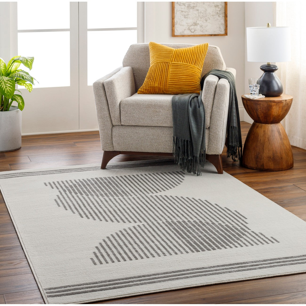 REILY Scandi Modern Medium Grey Area Rug Roomscene