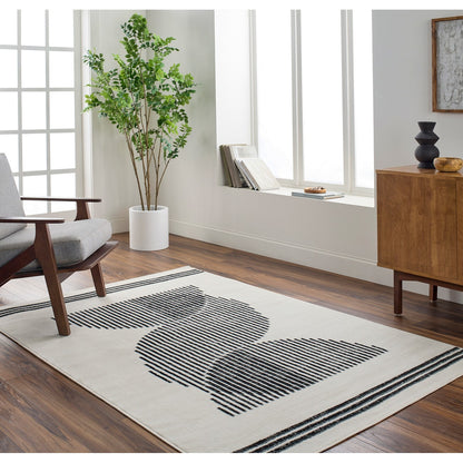 REILY Scandi Modern Black Area Rug Roomscene