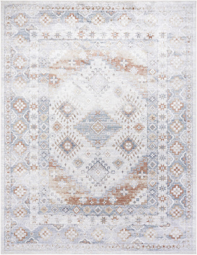 Agaton Blue & Brown Washable Area Rug