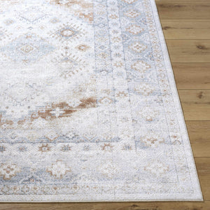 Agaton Blue & Brown Washable Area Rug