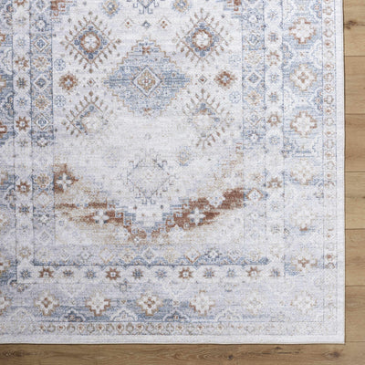 Agaton Blue & Brown Washable Area Rug