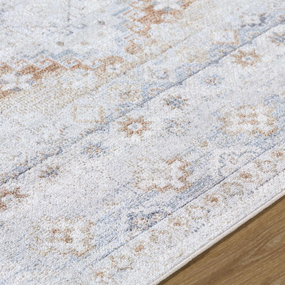 Agaton Blue & Brown Washable Area Rug