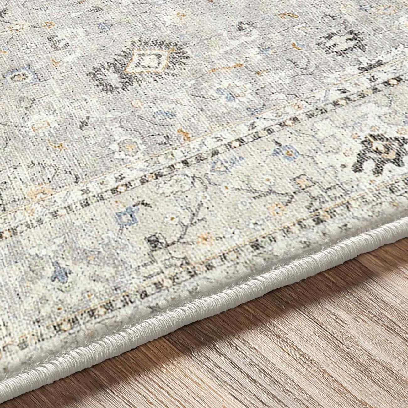 RAVEENA Becki Owens x Livabliss Vintage Traditional Oriental Boho Light Grey Area Rug Texture
