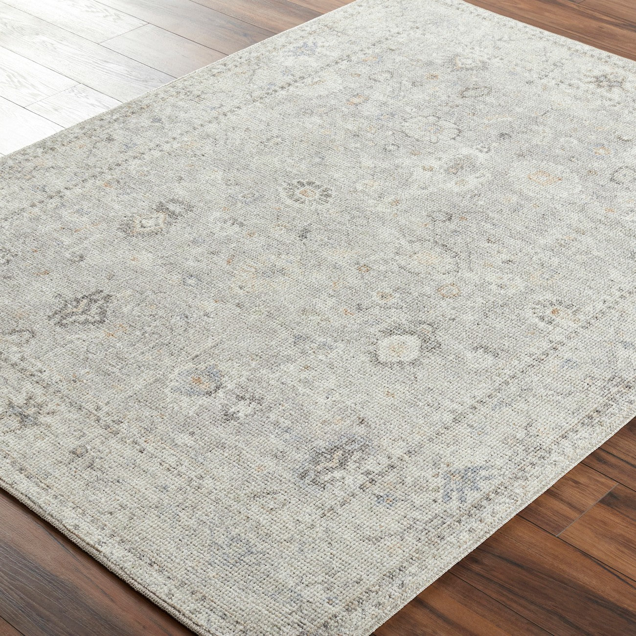 RAVEENA Becki Owens x Livabliss Vintage Traditional Oriental Boho Light Grey Area Rug Corner