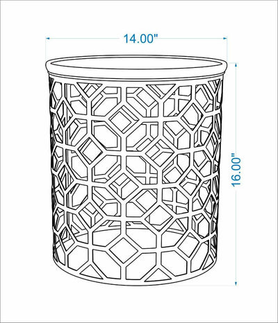 Refahiye Cream Geometric Lattice End Table