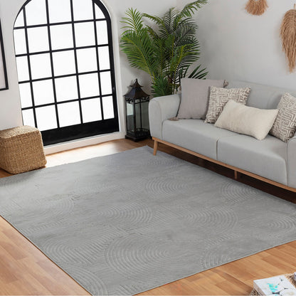 REYKO Indoor & Outdoor Scandi Modern Grey Area Rug