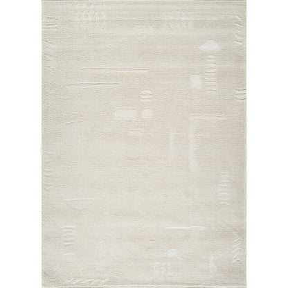 RITA Scandi Modern High Pile Ivory/Off-White Area Rug Flat