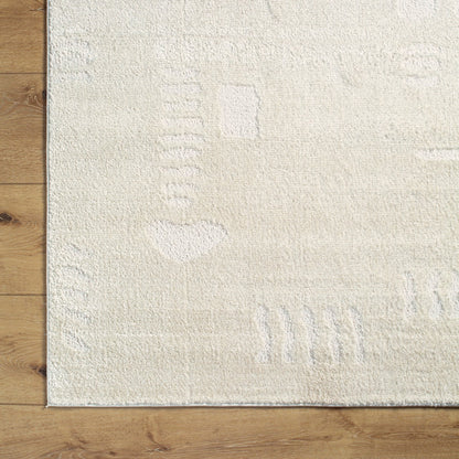 RITA Scandi Modern High Pile Ivory/Off-White Area Rug Overhead