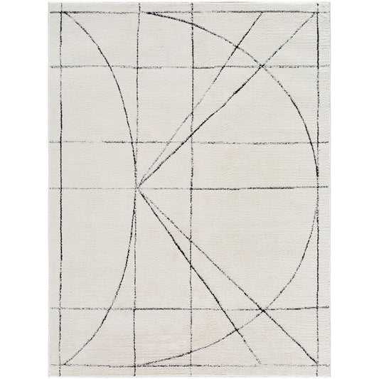 ROMAINE Galey Alix x Livabliss Modern Scandi High Pile Ivory/Black Area Rug Flat
