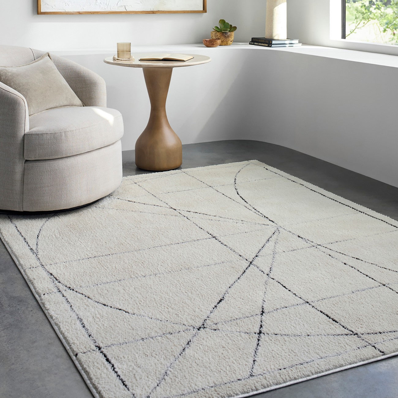 ROMAINE Galey Alix x Livabliss Modern Scandi High Pile Ivory/Black Area Rug